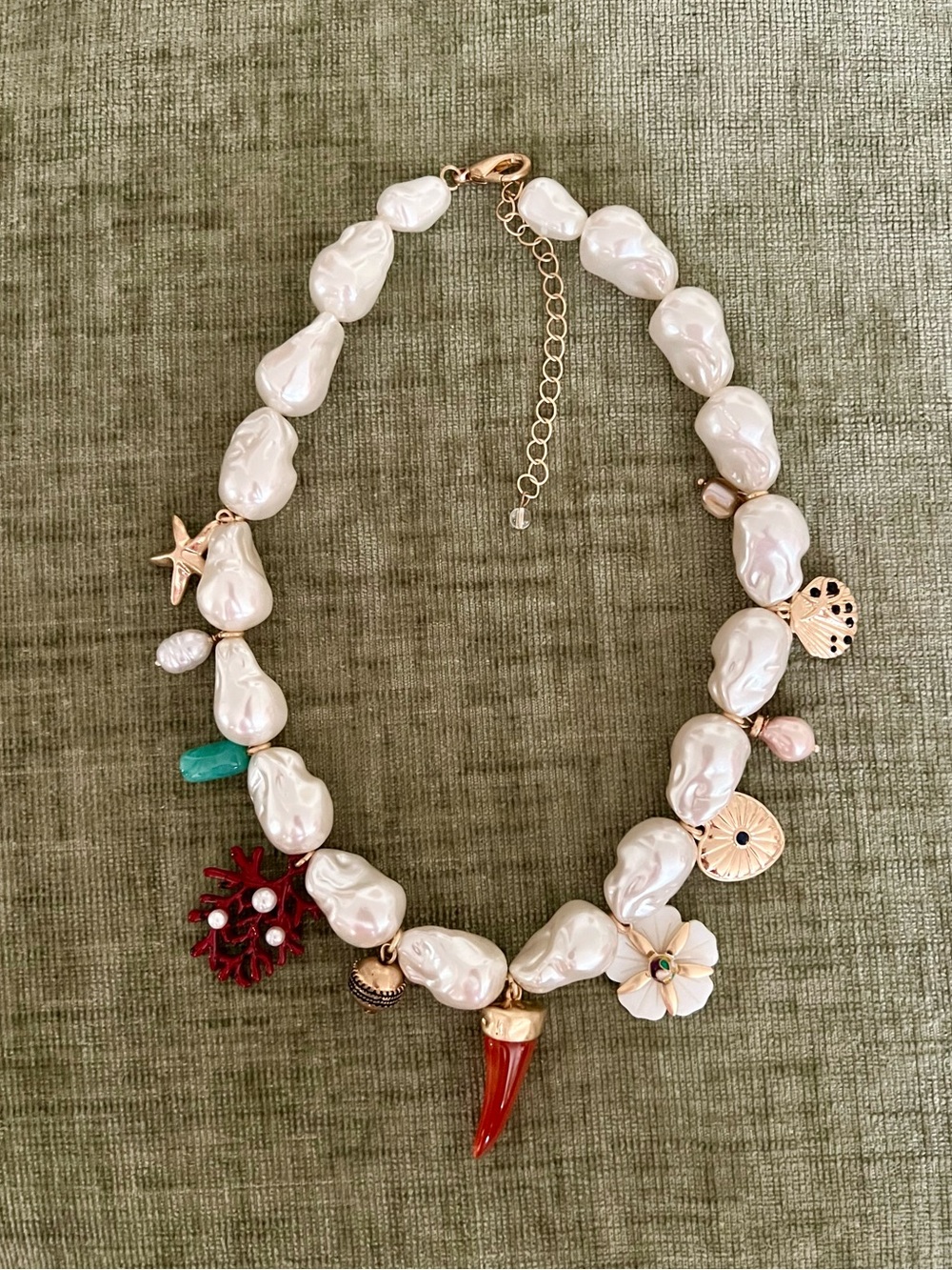 Baroque Pearl Necklace with Coastal Charms